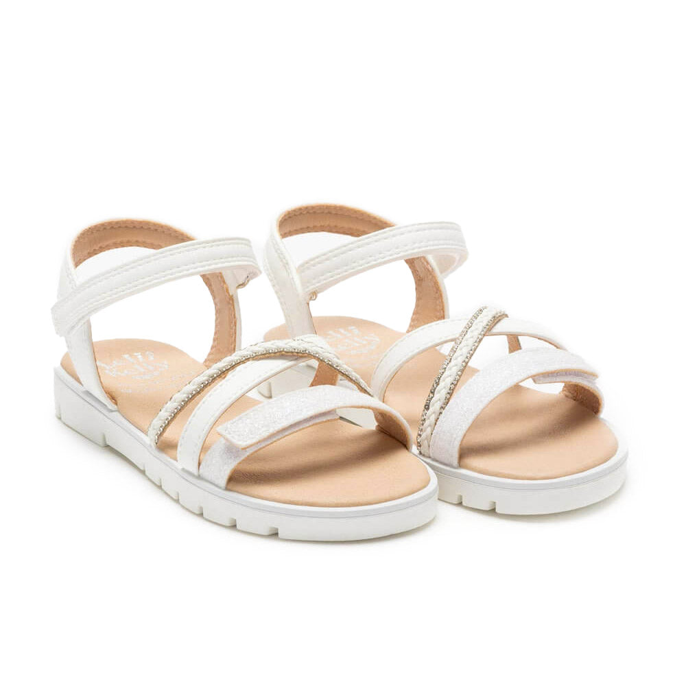 Lelli Kelly Sandalo bianco con intreccio e glitter argento