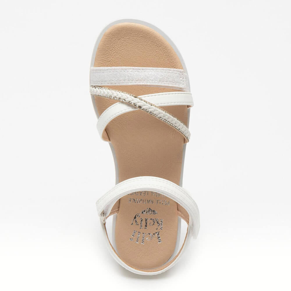 Lelli Kelly Sandalo bianco con intreccio e glitter argento