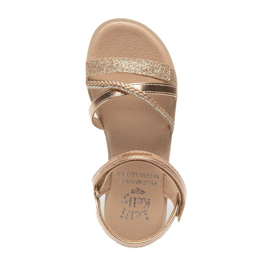 Lelli Kelly Sandalo oro rosa con intreccio e glitter oro