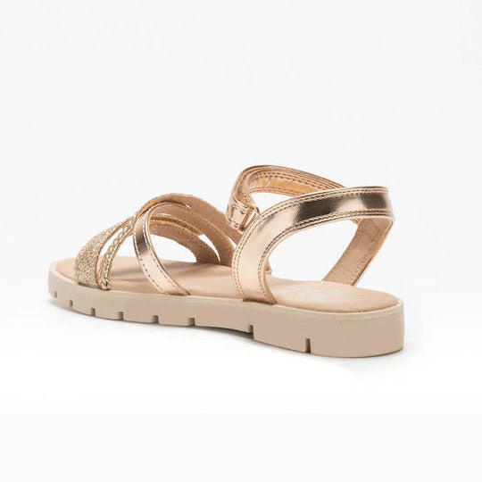 Lelli Kelly Sandalo oro rosa con intreccio e glitter oro