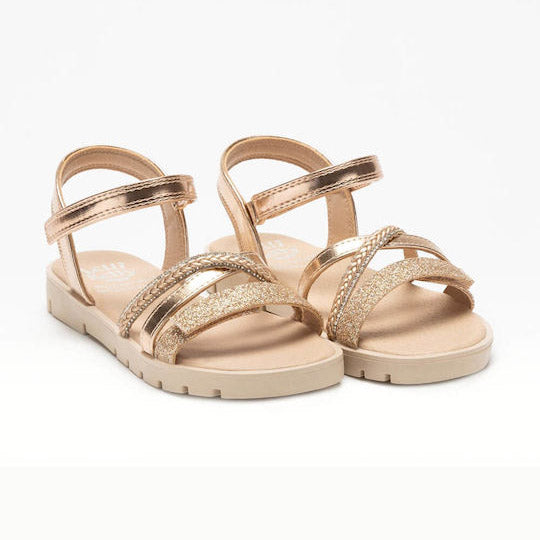 Lelli Kelly Sandalo oro rosa con intreccio e glitter oro