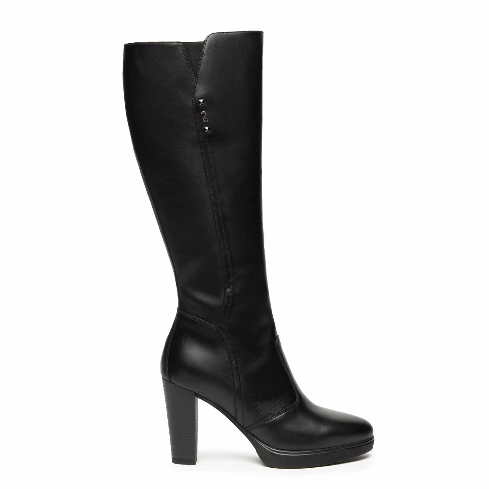 Stivali donna in pelle nero Guanto Nero Elastico