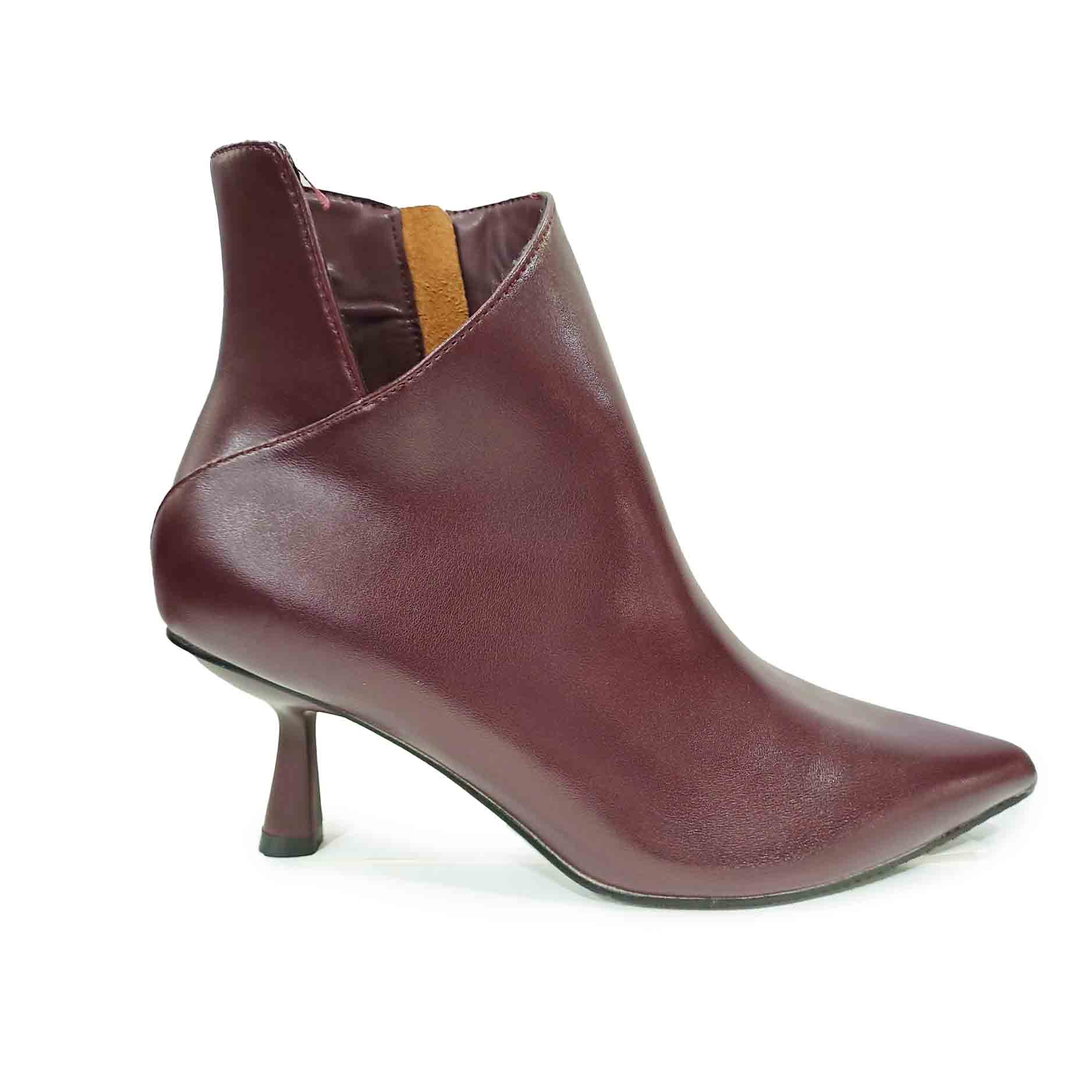 Stivaletti in pelle tacco 65 Bordeaux