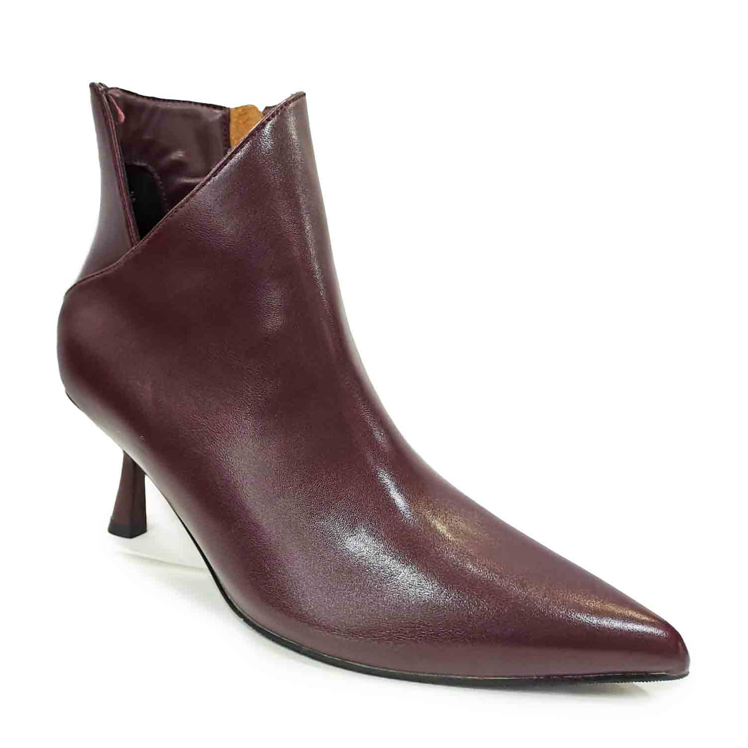 Stivaletti in pelle tacco 65 Bordeaux