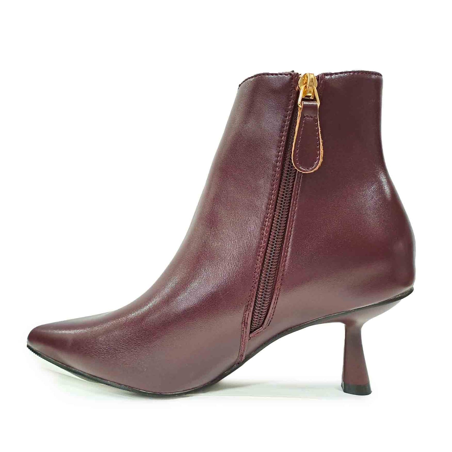 Stivaletti in pelle tacco 65 Bordeaux