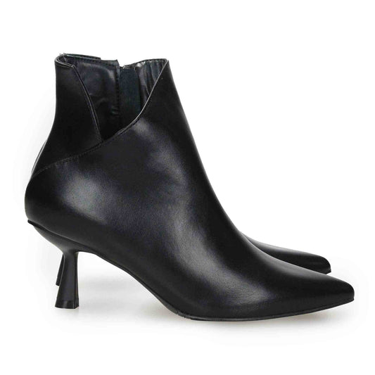 Stivaletti in pelle tacco 65 Nero