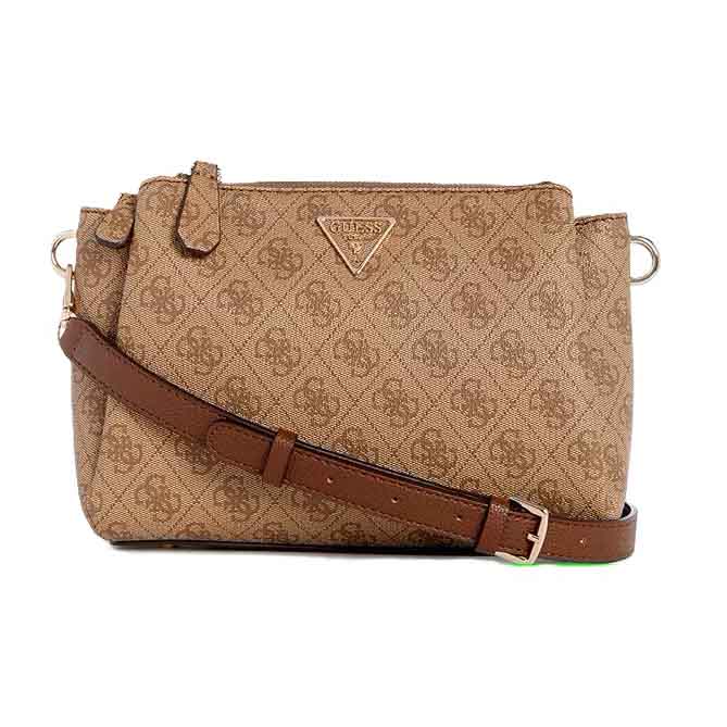 Guess Borsa donna spalla Noelle latte logo brown