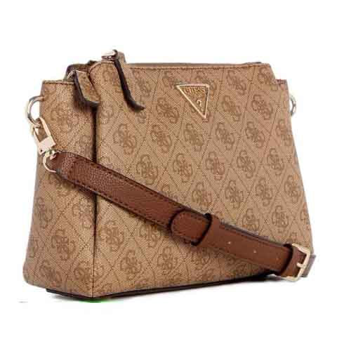 Guess Borsa donna spalla Noelle latte logo brown