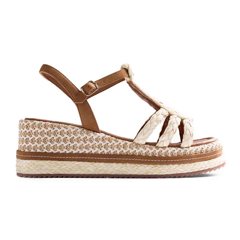 Gioseppo sandali zeppa in rafia 78112 HARCOURT Marrone