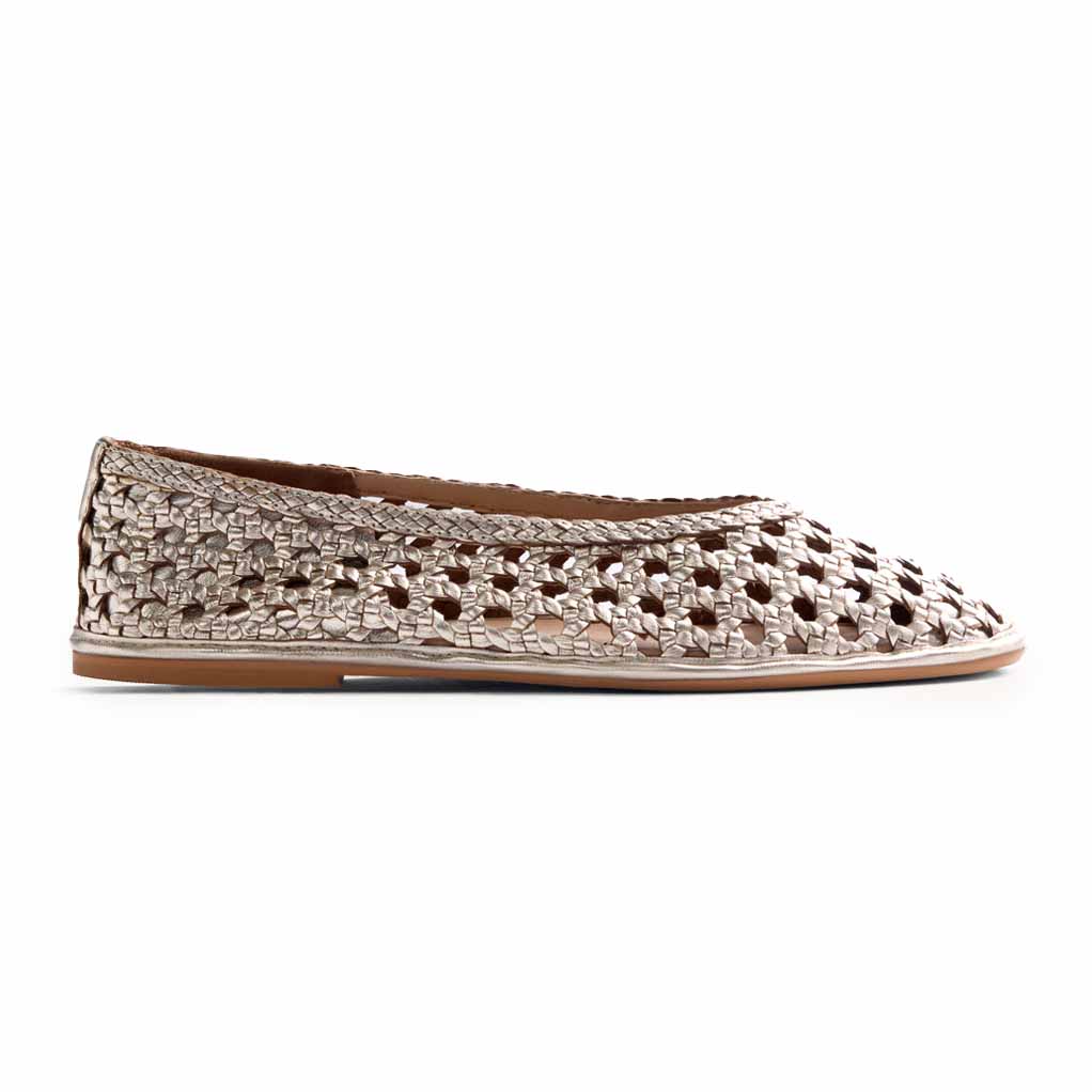 Gioseppo ballerine in pelle intrecciata 78242 EMBEYA Platino