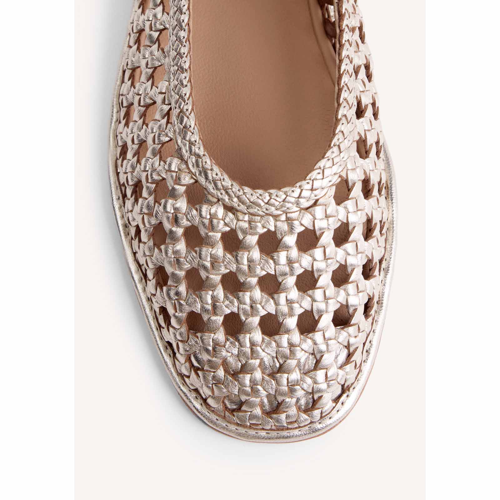 Gioseppo ballerine in pelle intrecciata 78242 EMBEYA Platino