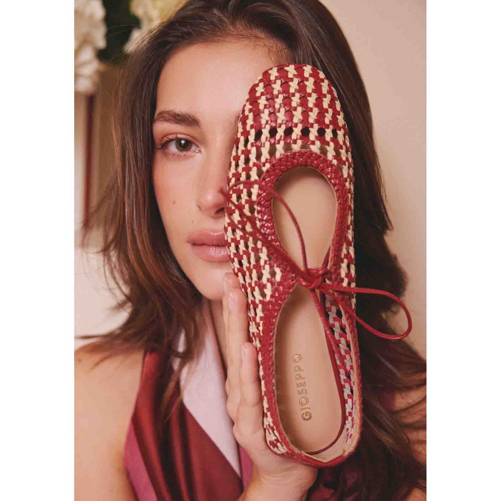 Gioseppo ballerine in pelle intrecciata  79106 WORDEN Rosso