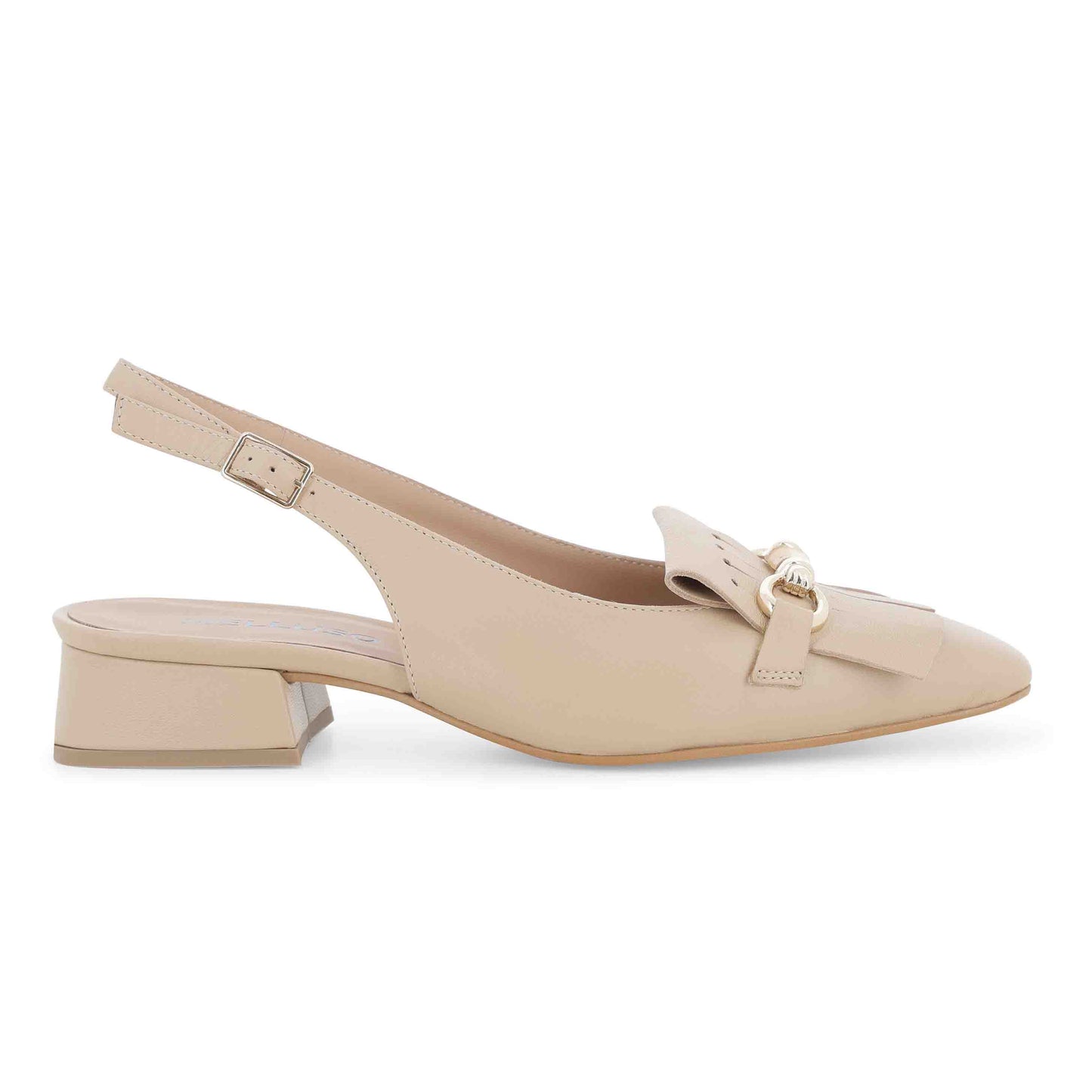 Melluso slingback tacco 30 con frange V708 Nappetta Fondotinta