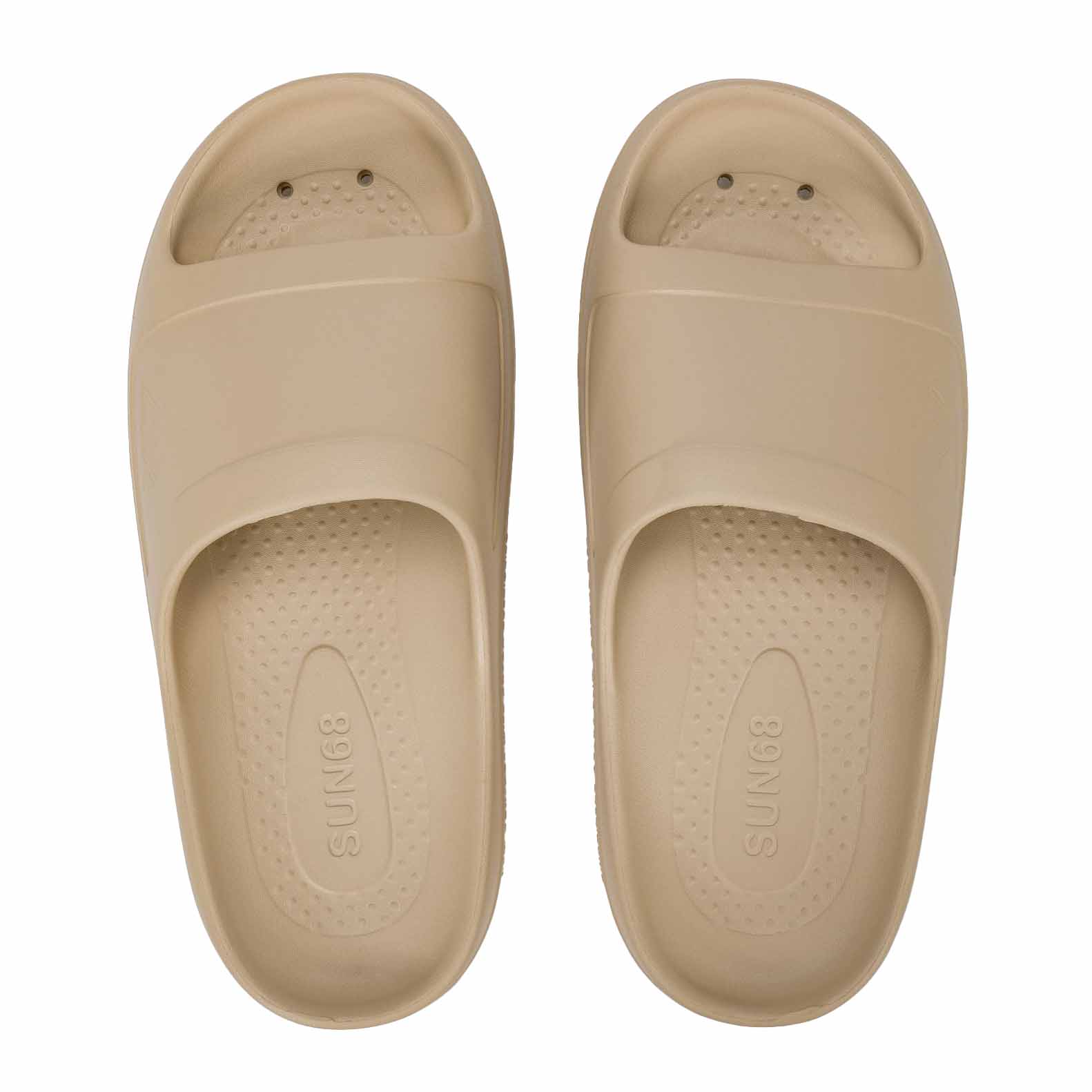X36112 SLIPPERS MONOBLOCK LOGO BEIGE