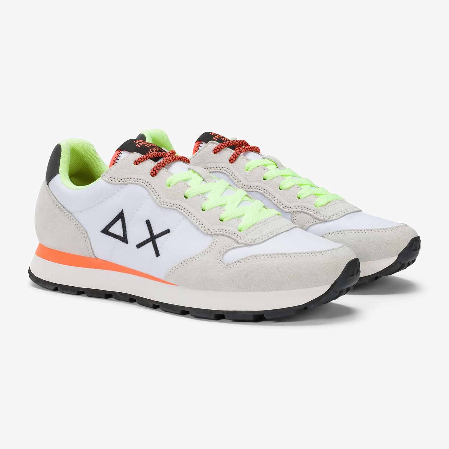 Sun68 Sneaker Tom Fluo in nylon e suede bianco