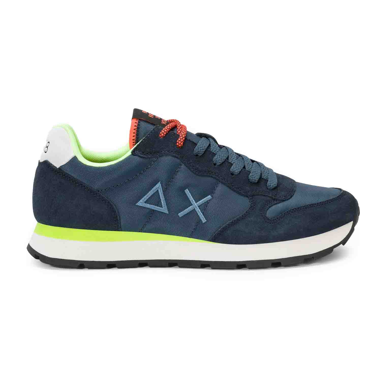 Sun68 Sneaker Tom Fluo in nylon e suede blu navy