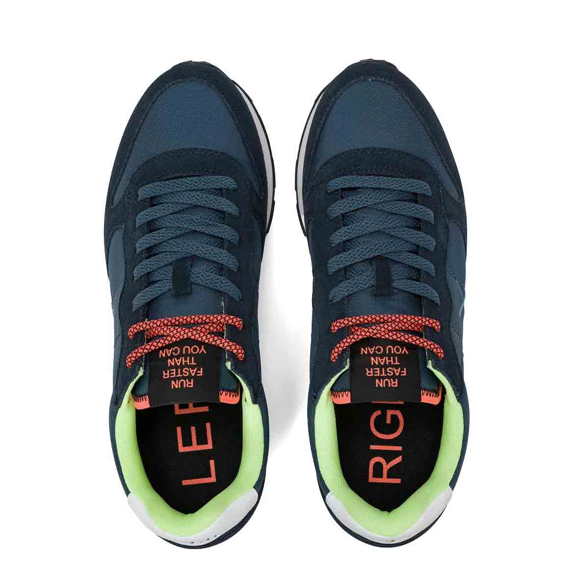 Sun68 Sneaker Tom Fluo in nylon e suede blu navy