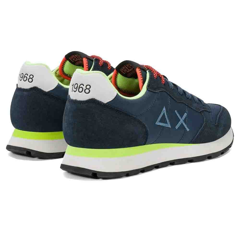 Sun68 Sneaker Tom Fluo in nylon e suede blu navy