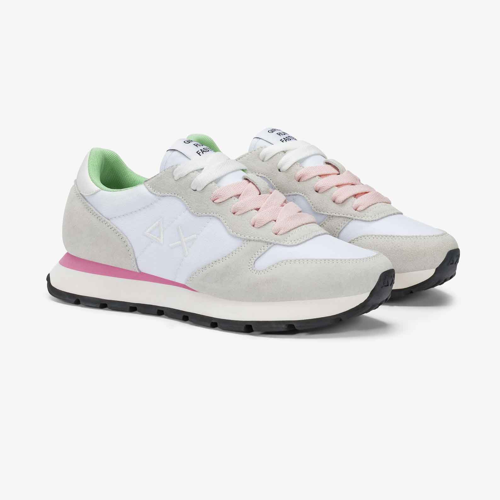 Sun68 Sneaker Ally Solid in suede e nylon bianco