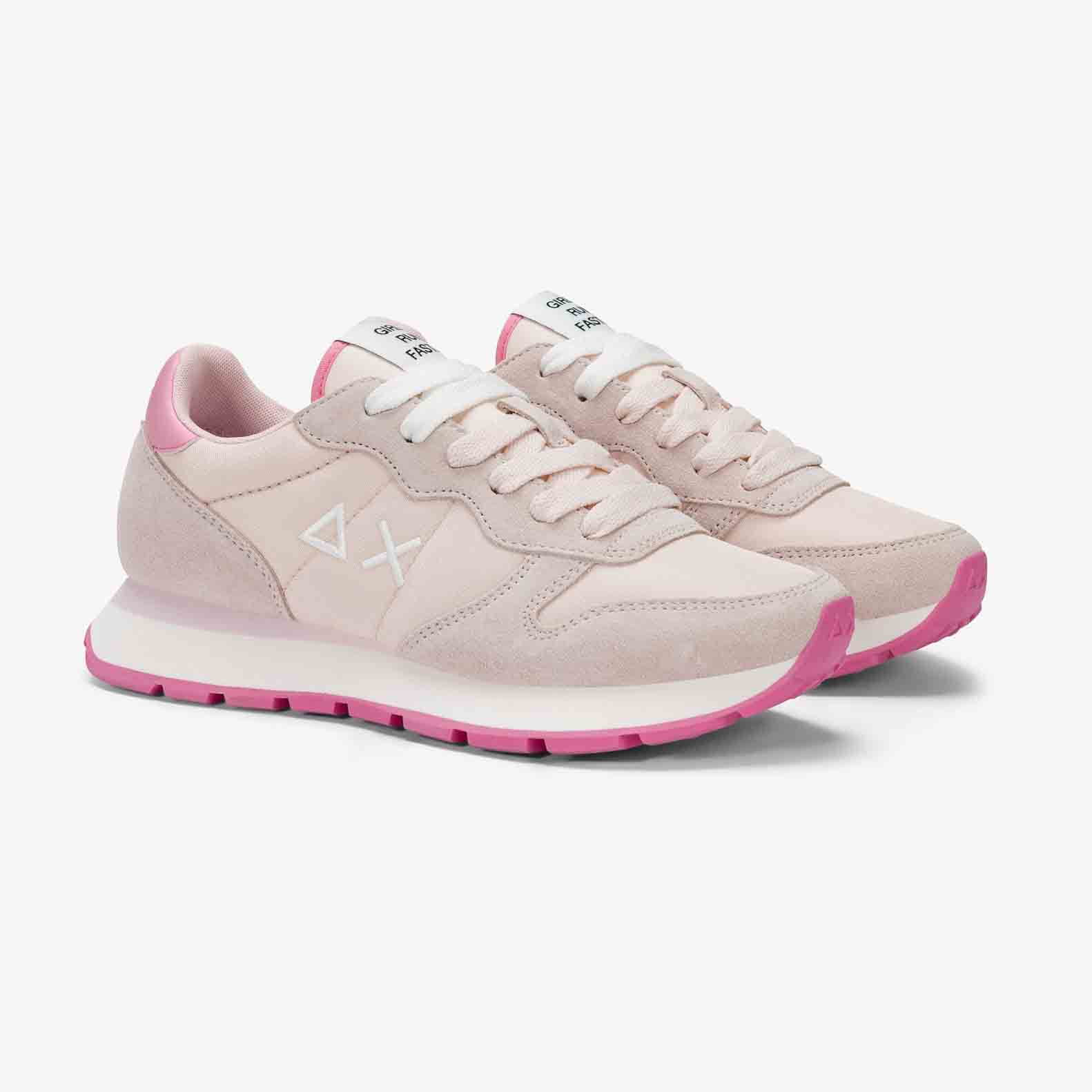 Sun68 Sneaker Ally Solid in suede e nylon rosa porcellana