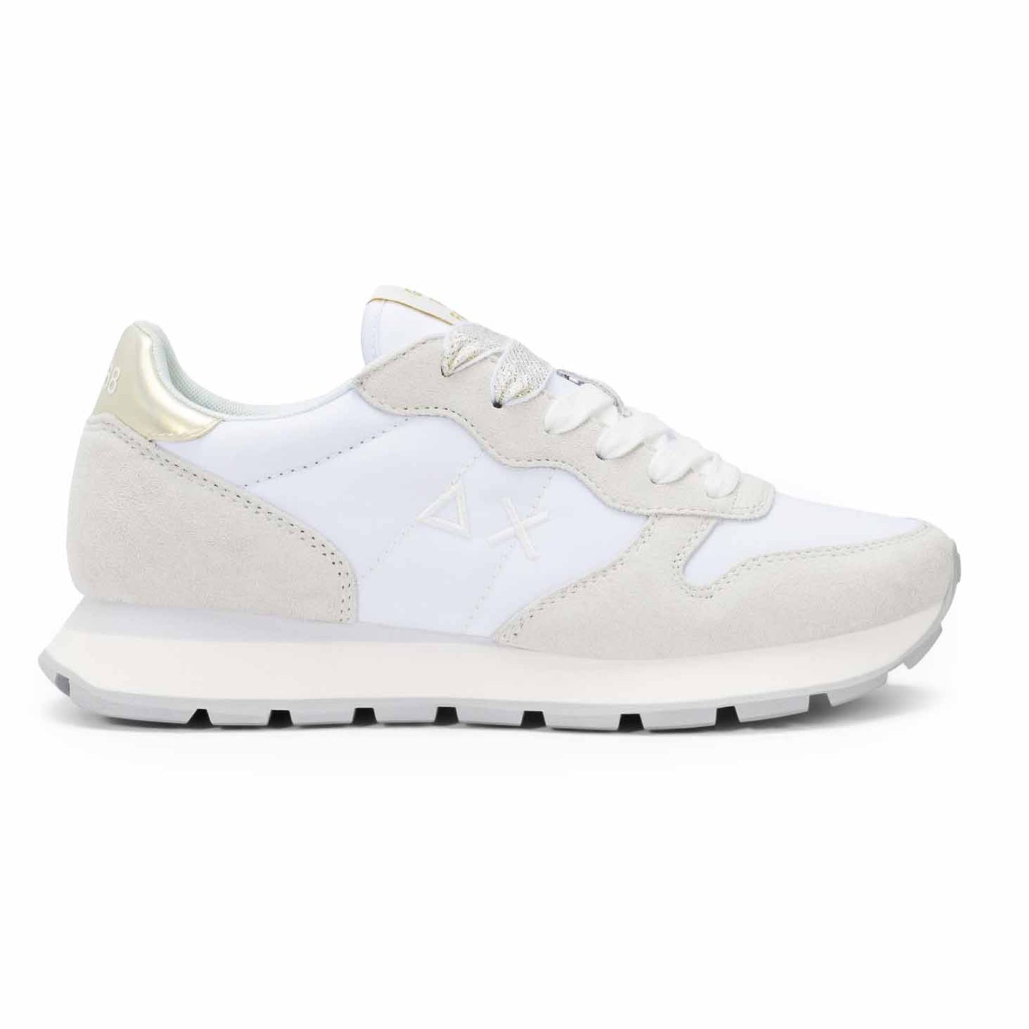 Sun68 Sneaker Ally Gold Silver in suede e nylon bianco