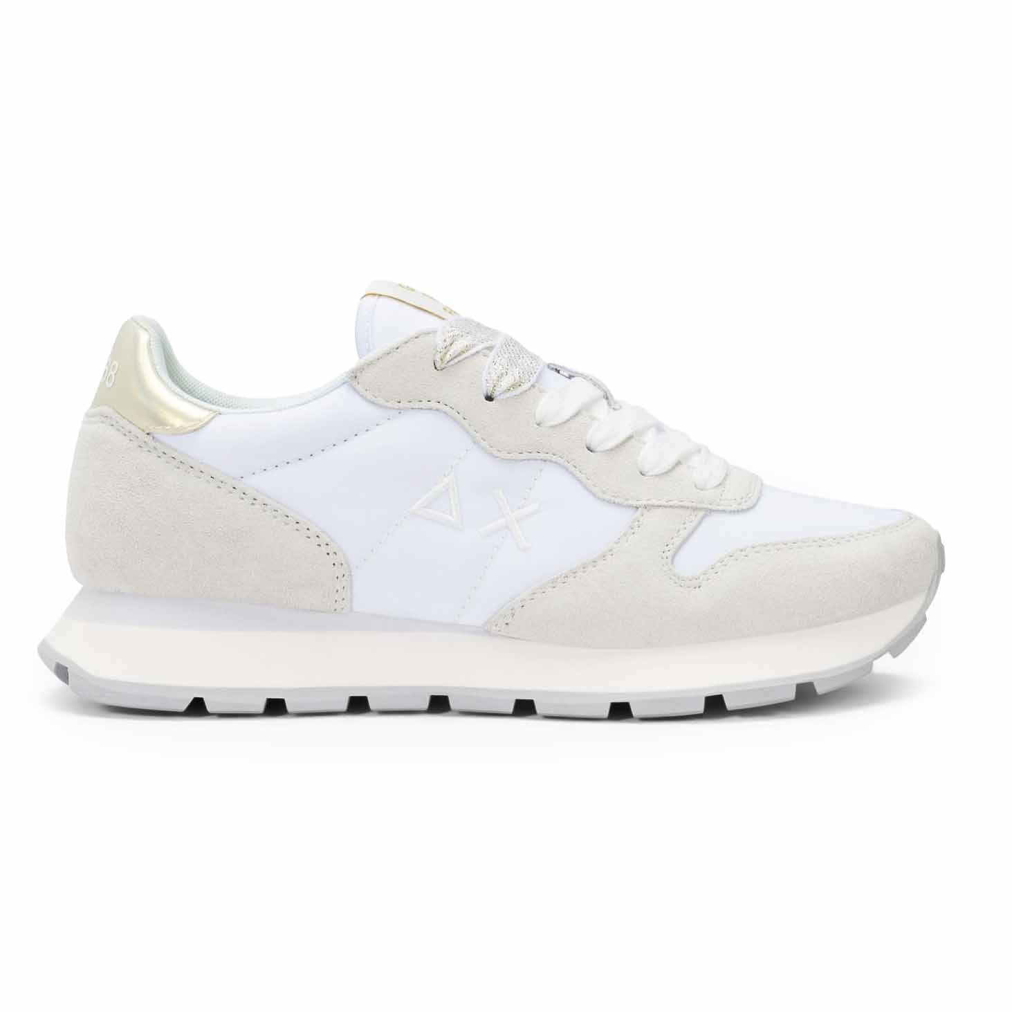Sun68 Sneaker Ally Gold Silver in suede e nylon bianco