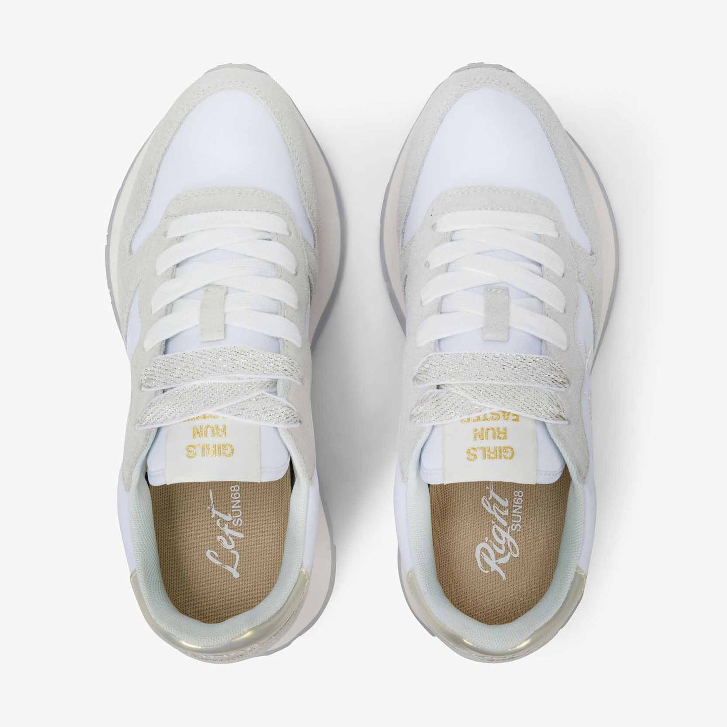 Sun68 Sneaker Ally Gold Silver in suede e nylon bianco
