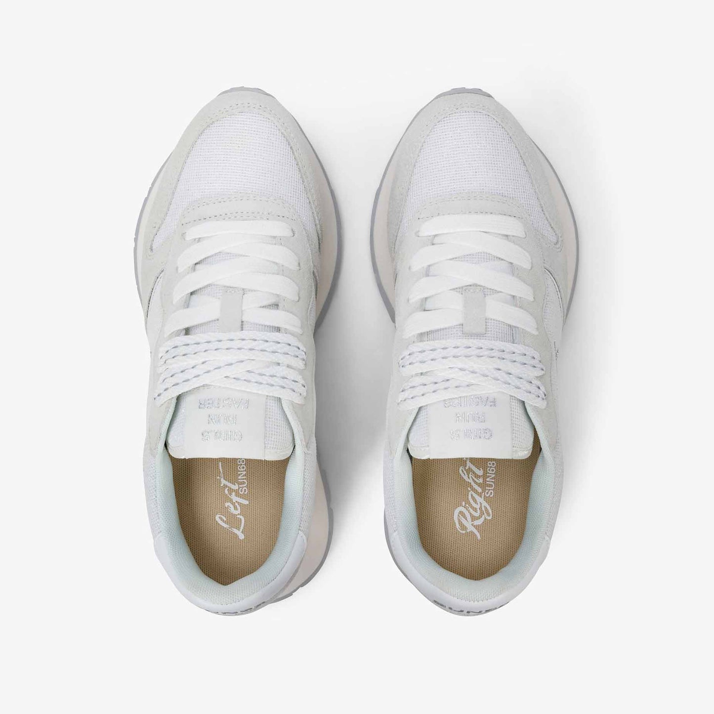 Sun68 Sneaker Ally Glitter in suede e lurex bianco