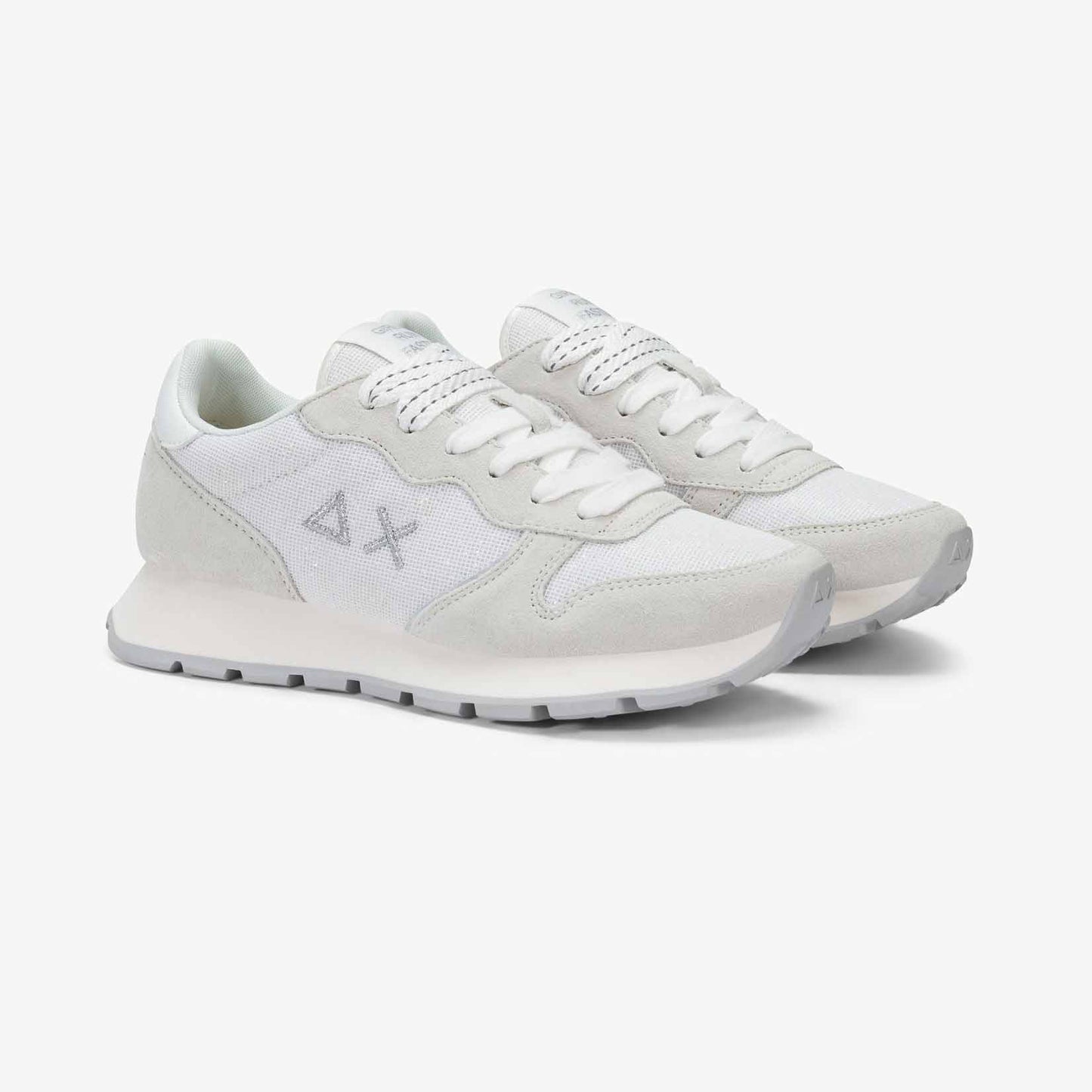 Sun68 Sneaker Ally Glitter in suede e lurex bianco