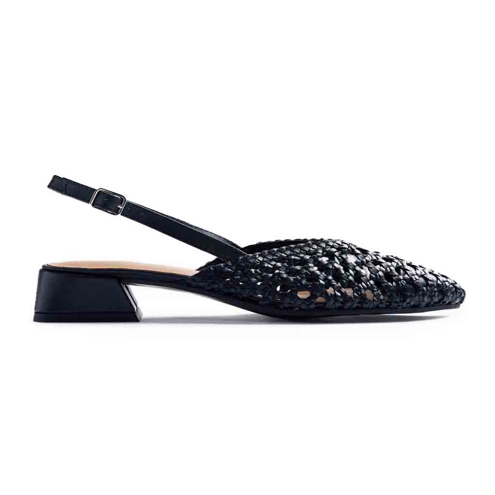 Gioseppo slingback in pelle intrecciata nero