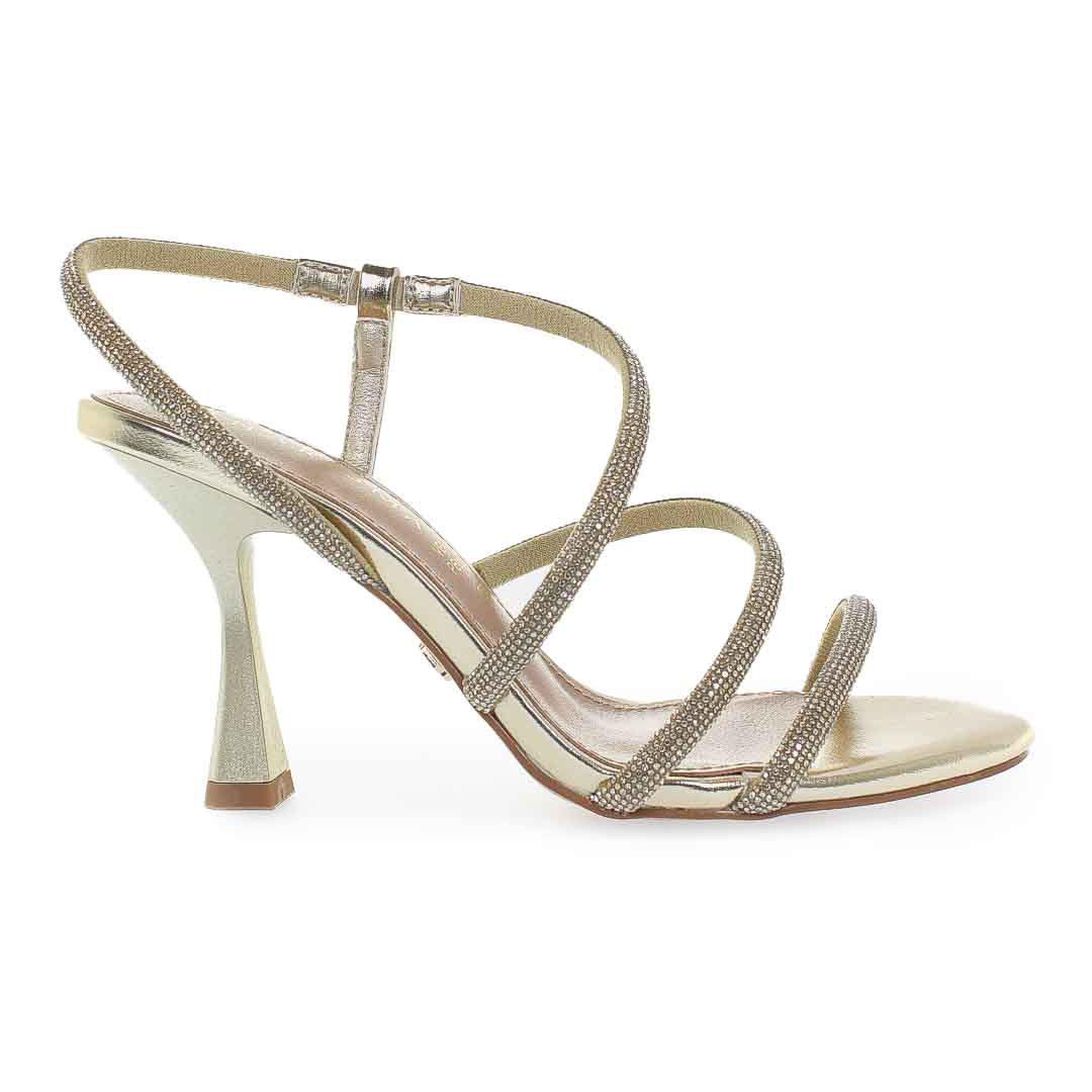 Sandalo con tacco e fasce con strass