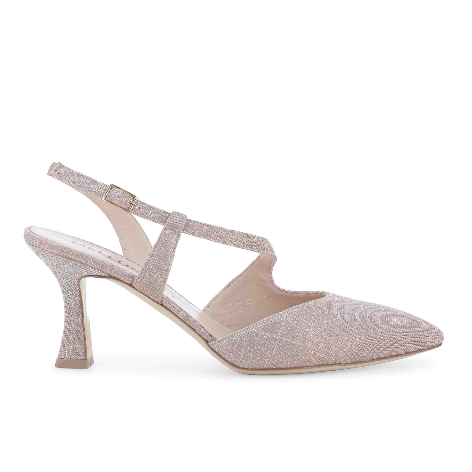 Melluso Slingback in tessuto rosa glitter