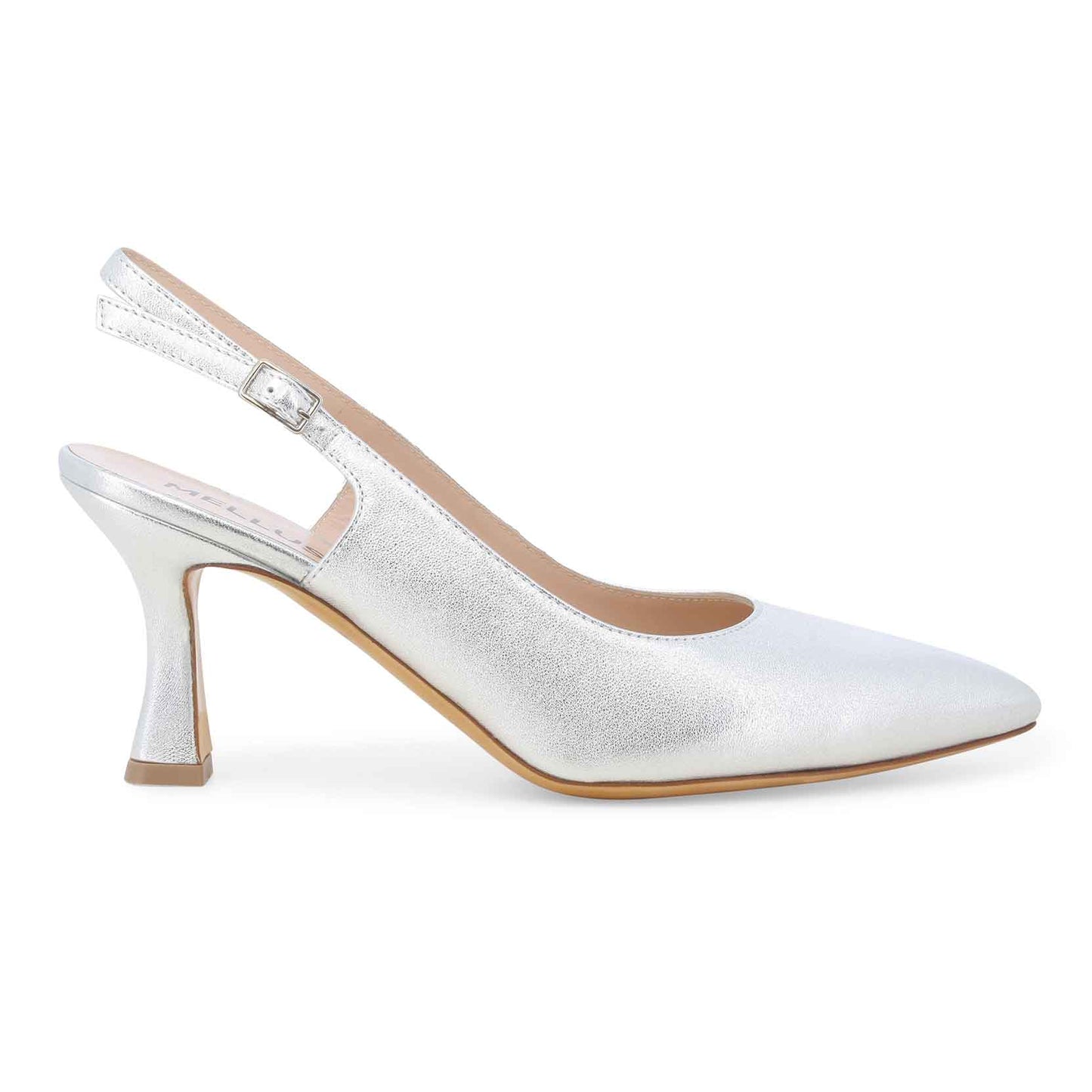 Melluso slingback in pelle argento tacco 70