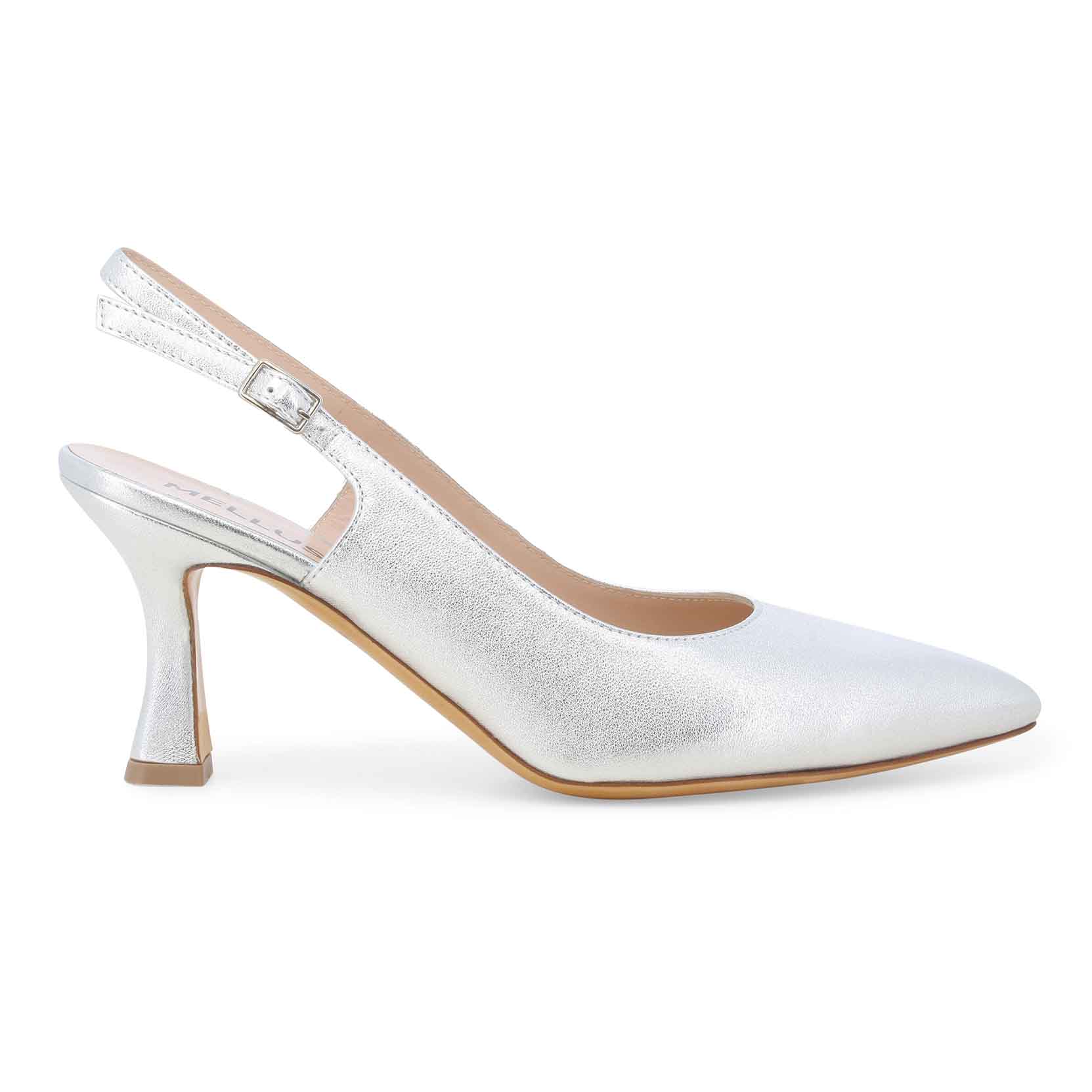 Melluso slingback in pelle argento tacco 70