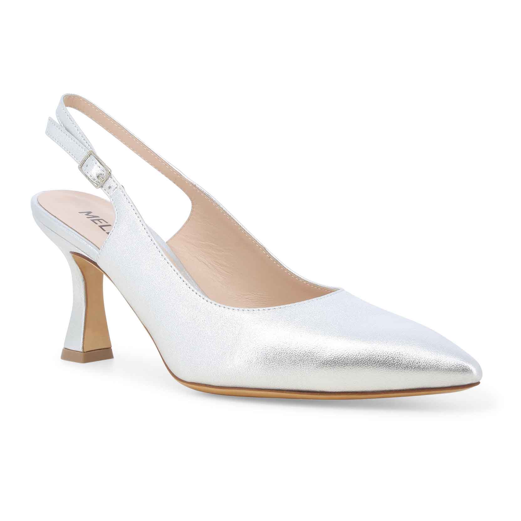 Melluso slingback in pelle argento tacco 70