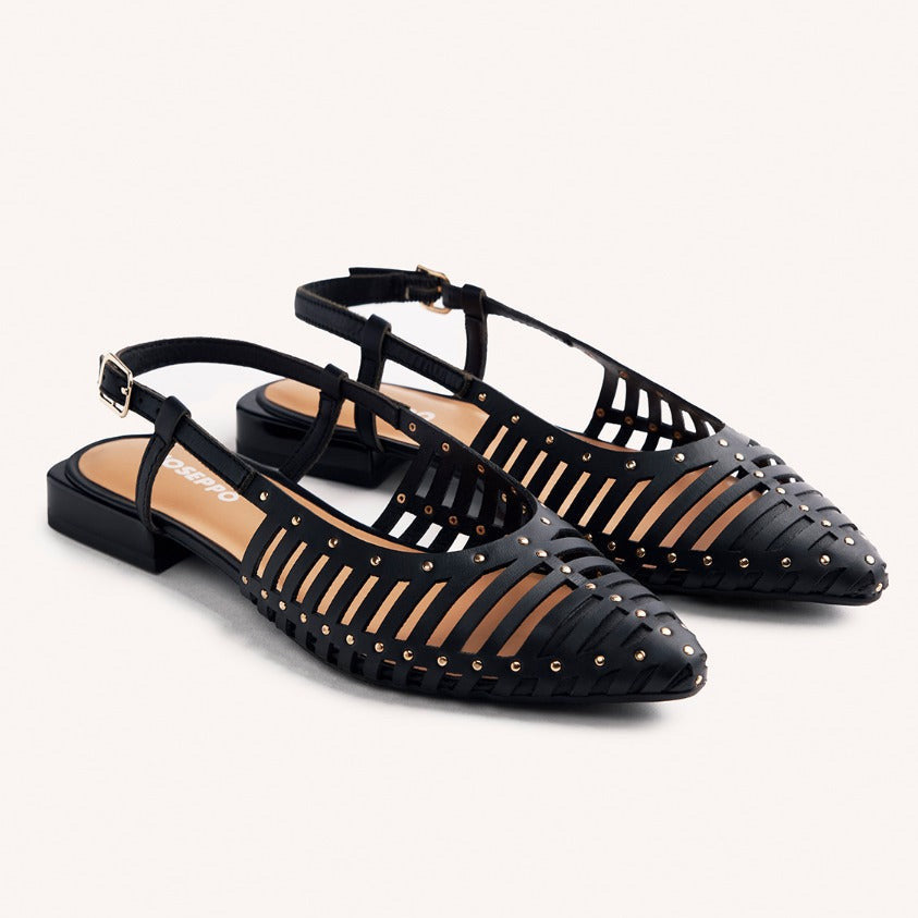 Gioseppo ballerine in pelle con borchie nero
