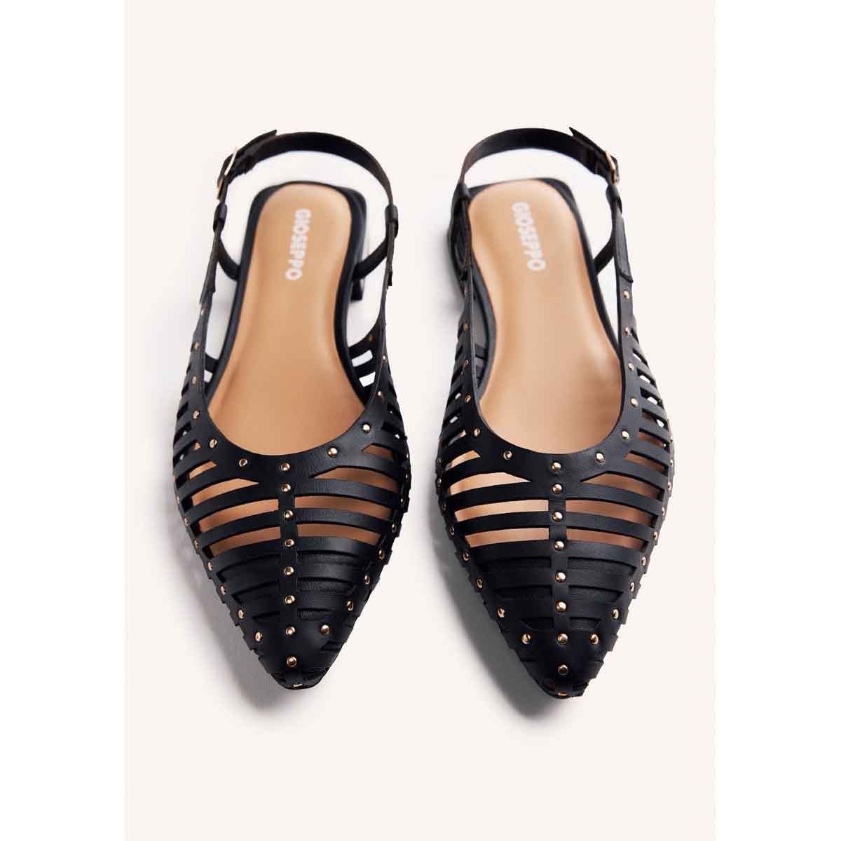 Gioseppo ballerine in pelle con borchie nero