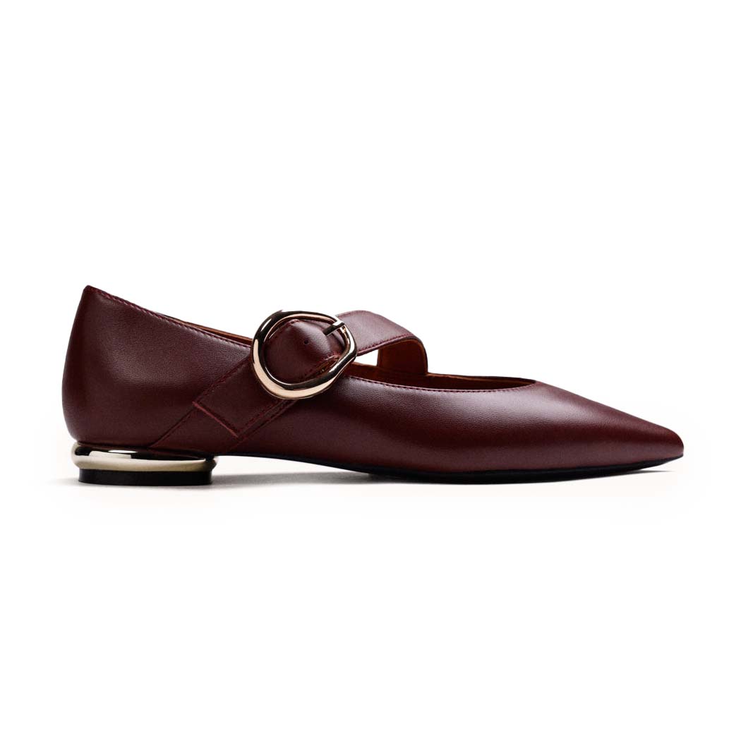 Gioseppo Ballerine bordeaux in pelle con chiusure regolabili sul collo