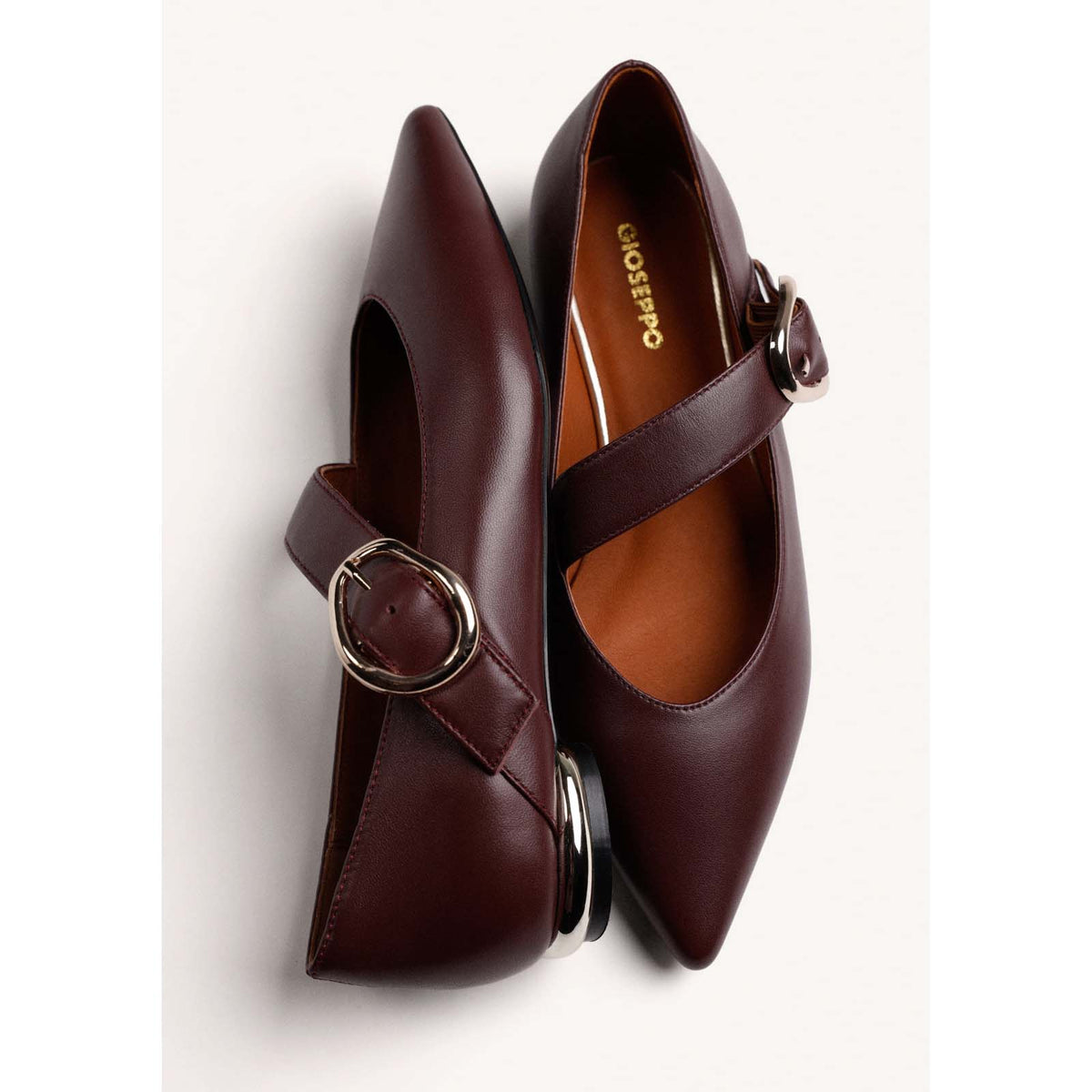 Gioseppo Ballerine bordeaux in pelle con chiusure regolabili sul collo