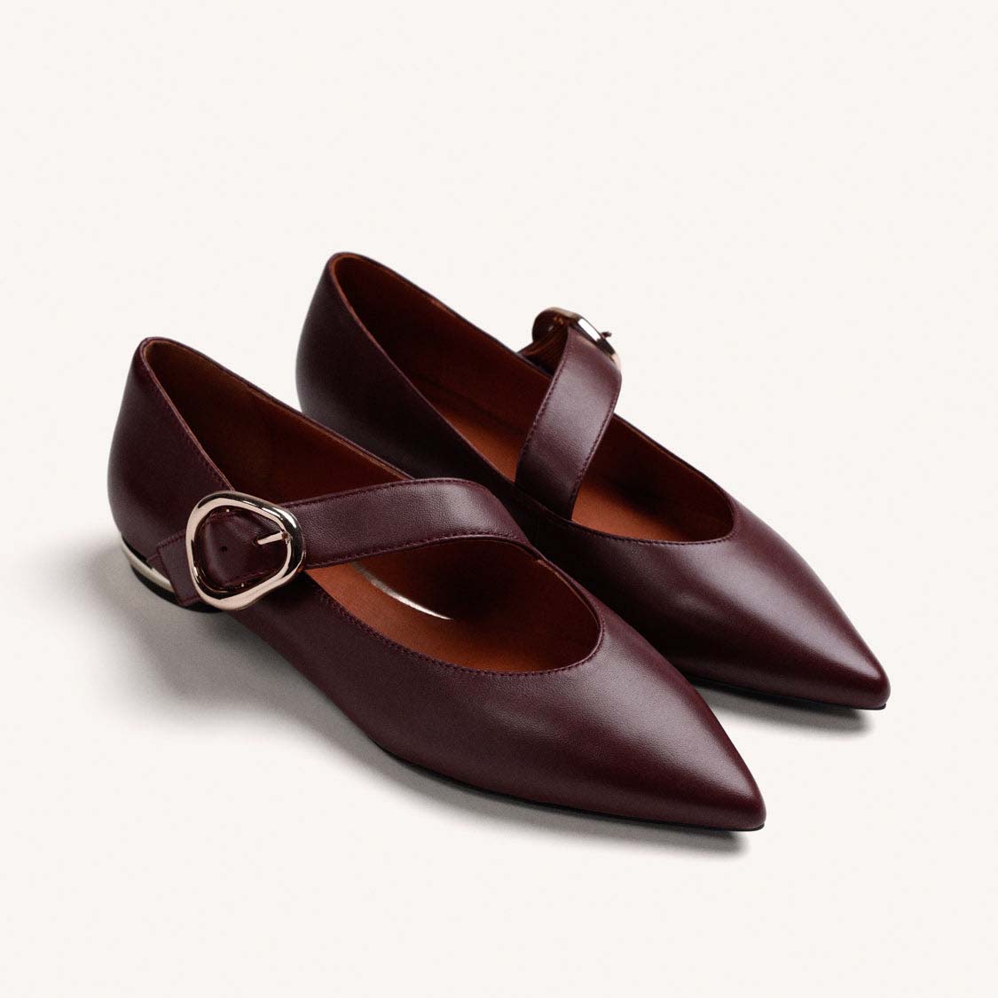 Gioseppo Ballerine bordeaux in pelle con chiusure regolabili sul collo