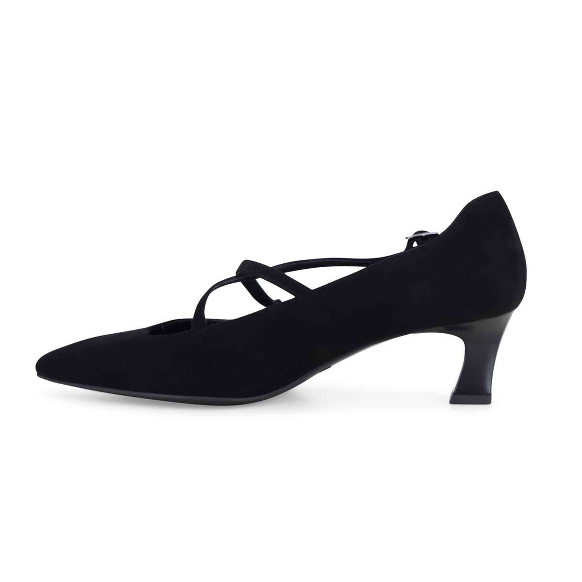 Melluso Décolleté donna in camoscio nero comodo con cinturini e5207