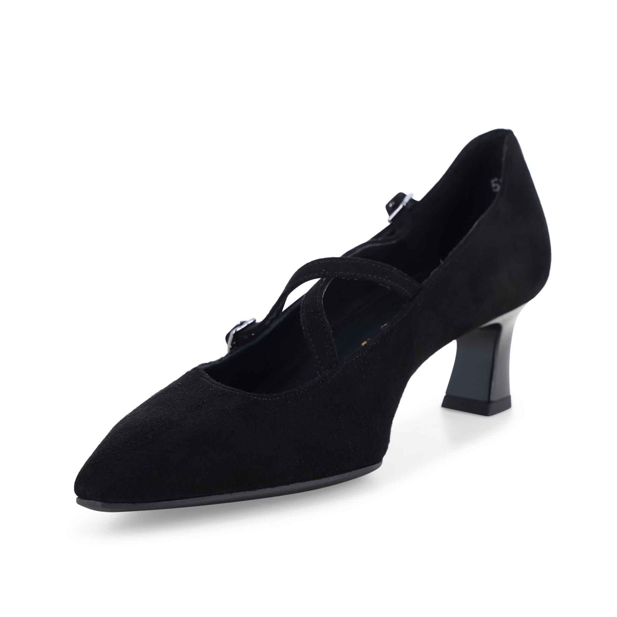 Melluso Décolleté donna in camoscio nero comodo con cinturini e5207