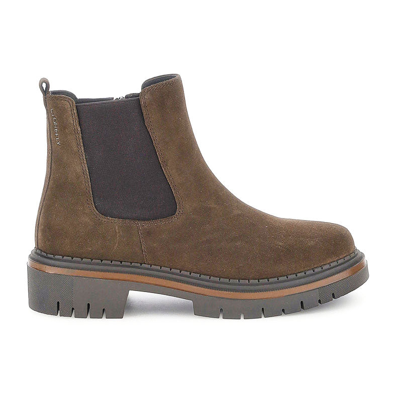 Stonefly Stivaletto Chelsea da donna in pelle scamosciata marrone RHEA 7 con zip