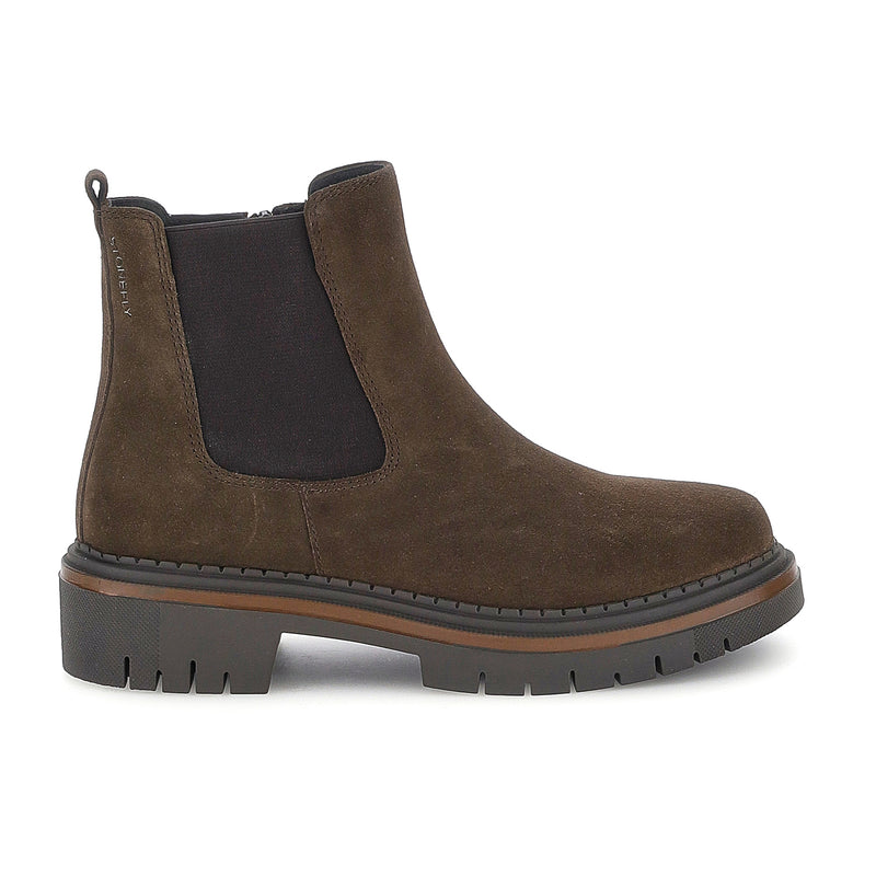 Stonefly Stivaletto Chelsea da donna in pelle scamosciata marrone RHEA 7 con zip